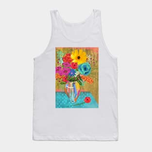 Bright bouquet of flowers in glass vase Tank Top